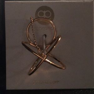 Gorjana gold 18k G.P. ring attached chain ring.